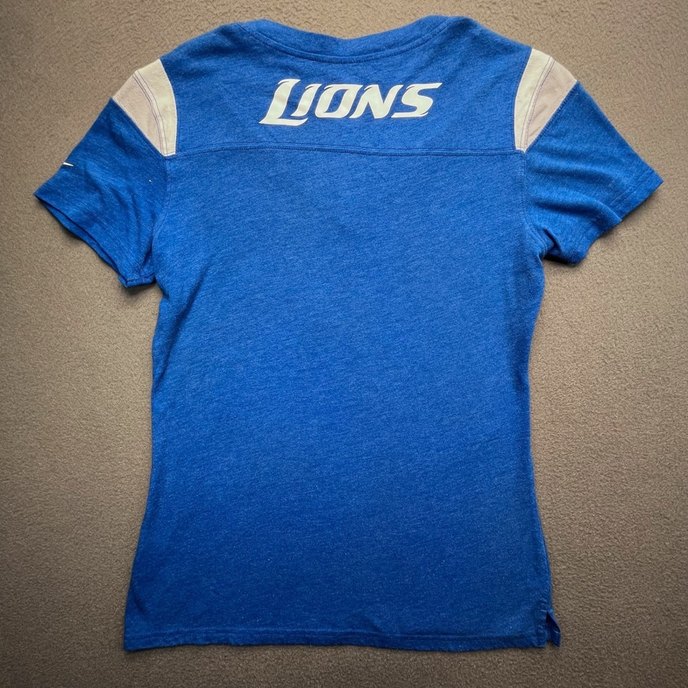 Nike Women NFL Detroit Lions V-Neck Team Apparel T-Shirt Honolulu Blue M - Picture 2 of 8